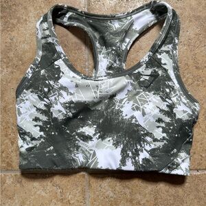 Gymshark Green and White Sports Bra